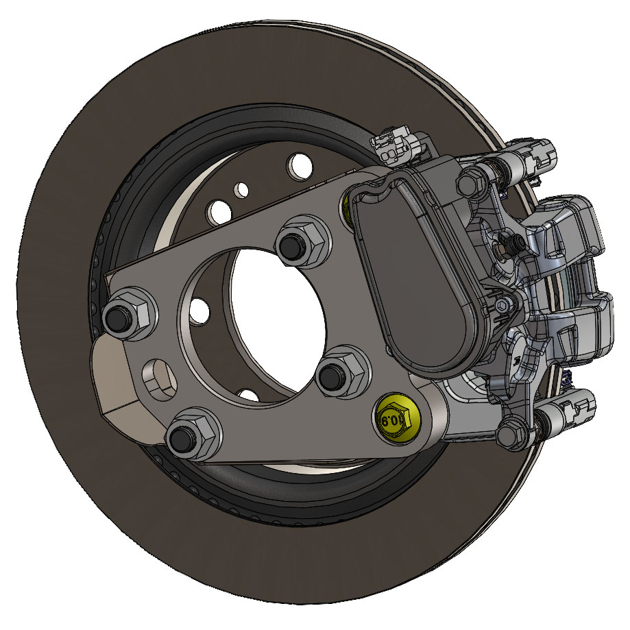 EPBX brake mounting plate and integrated caliper