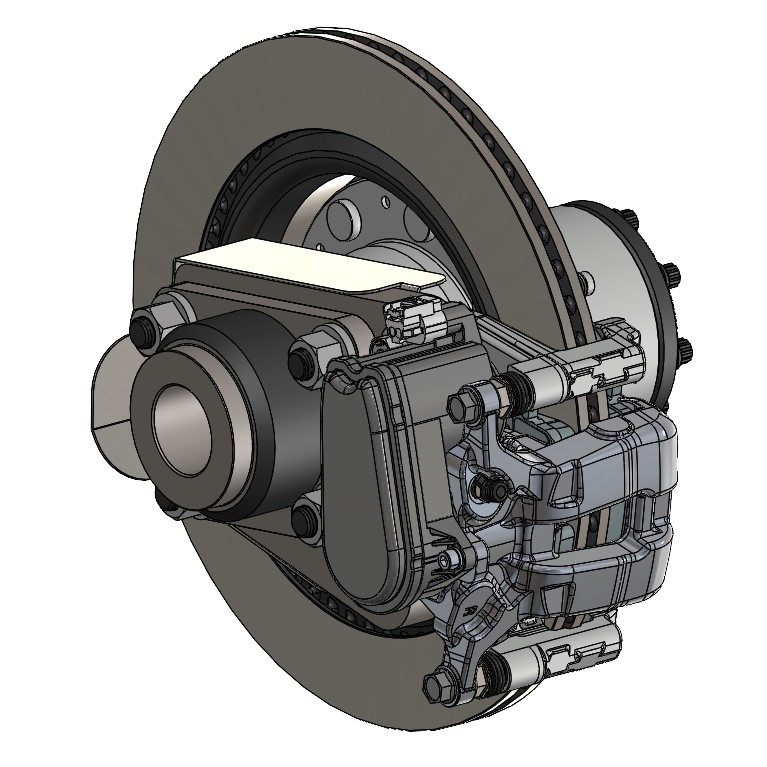 EPBX rear brake assembly with actuator and removable bracket