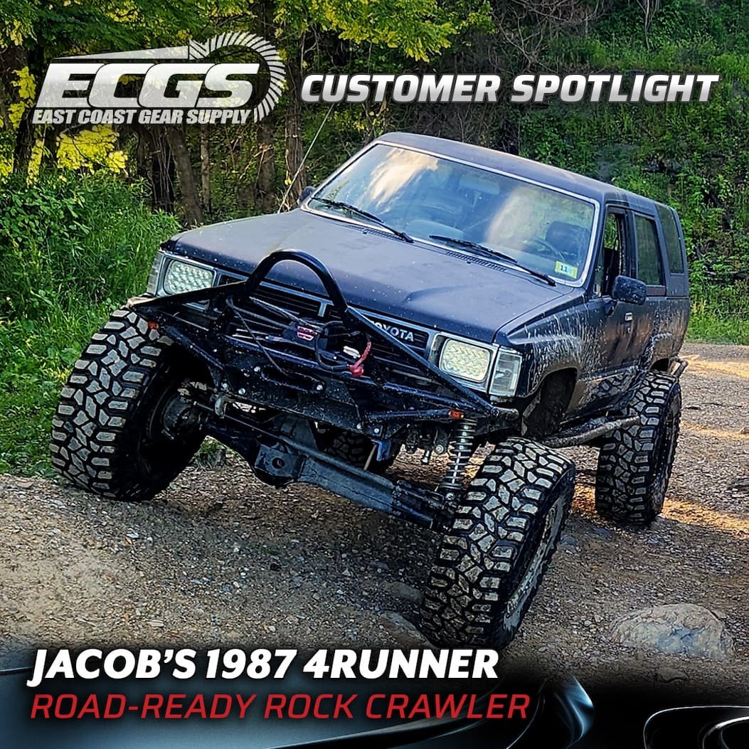 Jacob’s 4Runner flexing on the trail with an East Coast Gear Supply 80-series axles